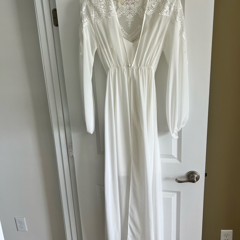 Le Rose Luna White Bridal Maxi with slip